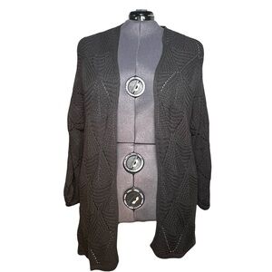 Maurices Gray Crochet Open Long Cardigan (Size 1X)